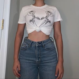 PacSun black roses white t-shirt